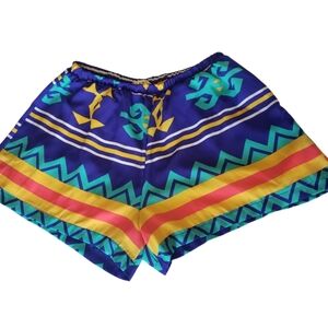 Maimi Vintage Colorful Geometric Patterned Shorts 100% Polyester M. Made in USA.